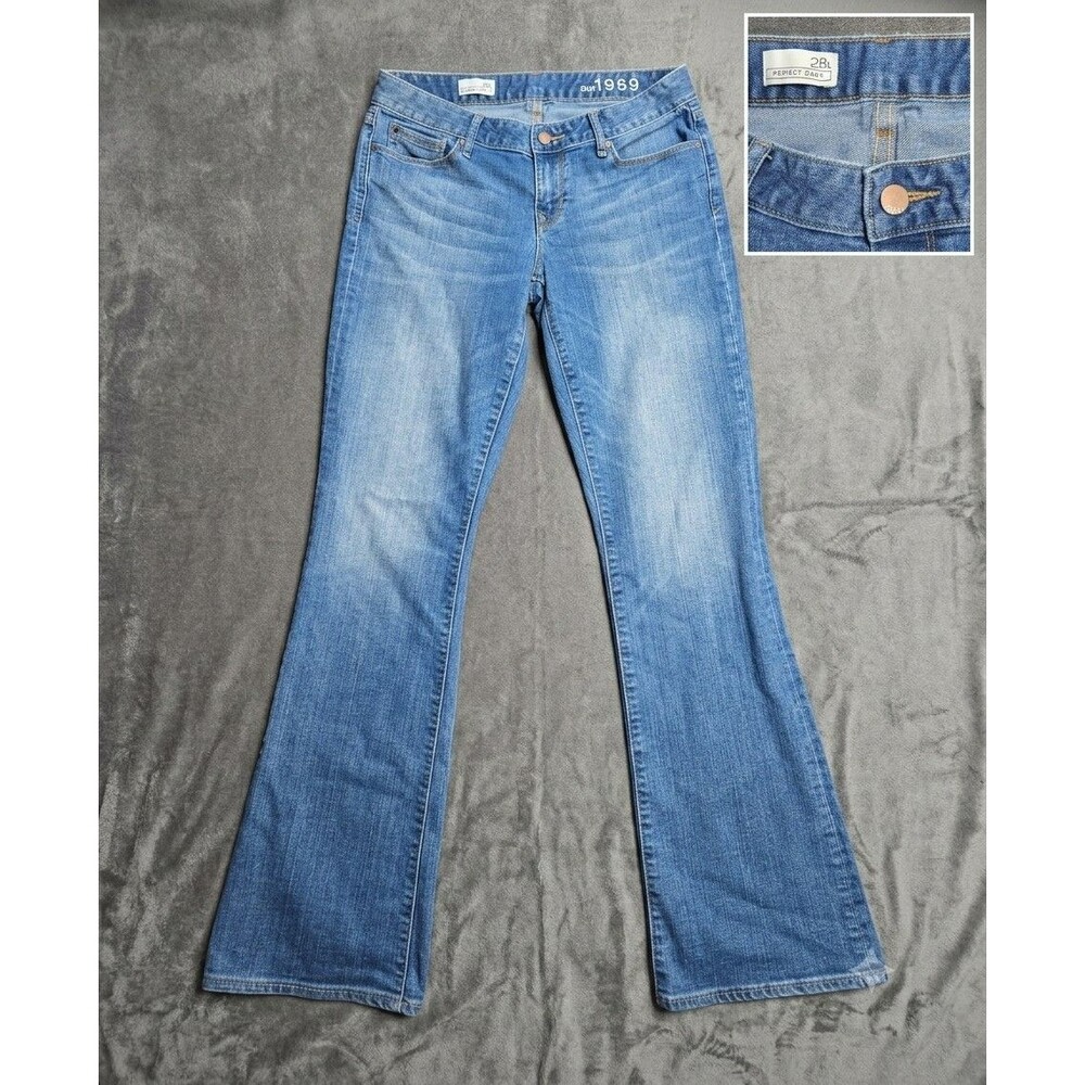 Gap 1969 Women's Perfect Boot Jeans Medium Wash Blue Bootcut Size 28 Long